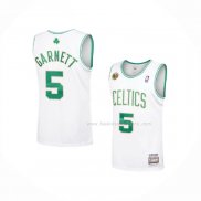 Maillot Boston Celtics Kevin Garnett NO 5 Hardwood Classics Throwback 2007-08 Blanc