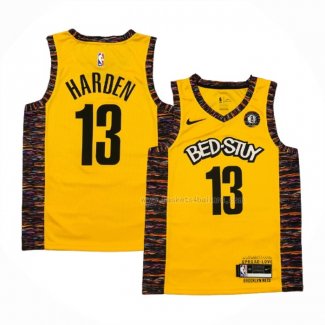 Maillot Brooklyn Nets James Harden NO 13 Ville 2020-21 Jaune