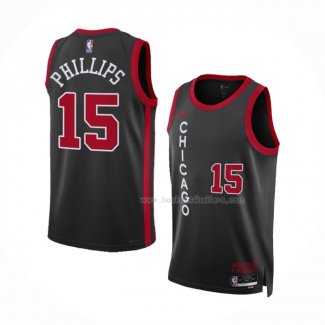 Maillot Chicago Bulls Julian Phillips NO 15 Ville 2023-24 Noir