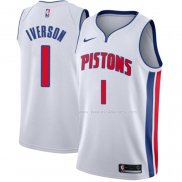 Maillot Detroit Pistons Allen Iverson NO 1 Association Blanc