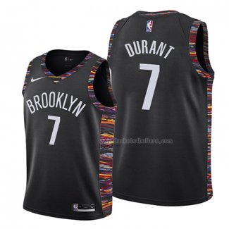 Maillot Enfant Brooklyn Nets Kevin Durant NO 7 Ville 2019-20 Noir