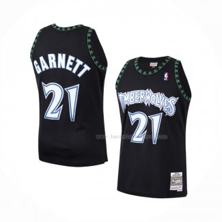 Maillot Enfant Minnesota Timberwolves Kevin Garnett NO 21 Hardwood Classics Throwback 1997-98 Noir