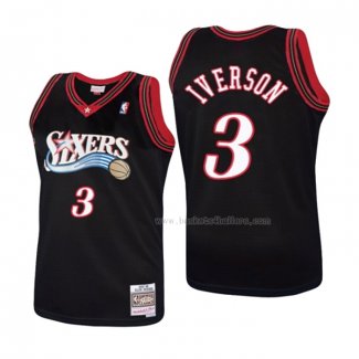 Maillot Enfant Philadelphia 76ers Allen Iverson NO 3 Mitchell & Ness 1997-98 Noir