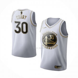 Maillot Golden Edition Golden State Warriors Stephen Curry NO 30 Blanc