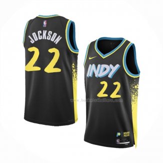 Maillot Indiana Pacers Isaiah Jockson NO 22 Ville 2023-24 Noir