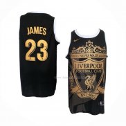 Maillot Los Angeles Lakers LeBron James NO 23 Liverpool Noir