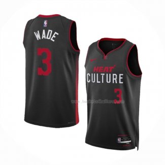 Maillot Miami Heat Dwyane Wade NO 3 Ville 2023-24 Noir