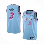 Maillot Miami Heat Dwyane Wade NO 3 Ville Bleu
