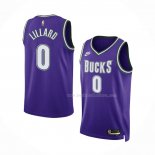 Maillot Milwaukee Bucks Damian Lillard NO 0 Classic 2022-23 Volet