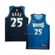 Maillot Minnesota Timberwolves Derrick Rose NO 25 Ville 2021-22 Bleu