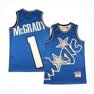 Maillot Orlando Magic Tracy McGrady NO 1 Mitchell & Ness Big Face Bleu