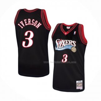 Maillot Philadelphia 76ers Allen Iverson NO 3 Mitchell & Ness 1997-98 Noir2