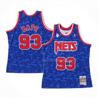 Maillot Brooklyn Nets Bape NO 93 Hardwood Classic Bleu