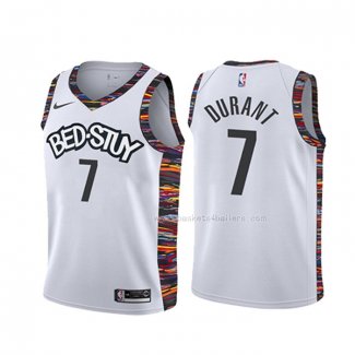 Maillot Enfant Brooklyn Nets Kevin Durant NO 7 Ville 2019-20 Blanc