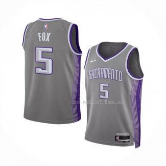 Maillot Enfant Sacramento Kings De'aaron Fox NO 5 Ville 2022-23 Gris