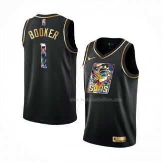 Maillot Golden Edition Phoenix Suns Devin Booker NO 1 2021-22 Noir