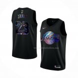 Maillot Los Angeles Lakers LeBron James NO 23 Iridescent Logo Noir