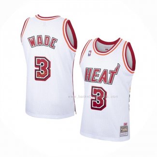 Maillot Miami Heat Dwyane Wade NO 3 Hardwood Classics Blanc