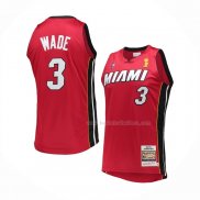 Maillot Miami Heat Dwyane Wade NO 3 Mitchell & Ness 2005-06 Authentique Rouge