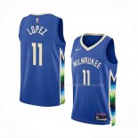 Maillot Milwaukee Bucks Brook Lopez NO 11 Ville 2022-23 Bleu