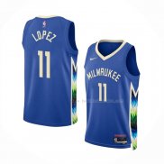 Maillot Milwaukee Bucks Brook Lopez NO 11 Ville 2022-23 Bleu