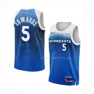 Maillot Minnesota Timberwolves Anthony Edwards NO 5 Ville 2023-24 Bleu