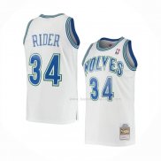 Maillot Minnesota Timberwolves Isaiah Rider NO 34 Mitchell & Ness 1995-96 Blanc