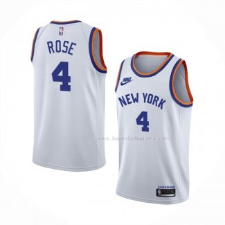 Maillot New York Knicks Derrick Rose NO 4 75th Anniversary Blanc