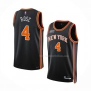 Maillot New York Knicks Derrick Rose NO 4 Ville 2021-22 Noir