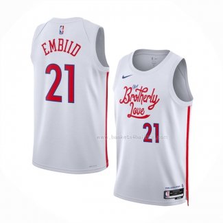 Maillot Philadelphia 76ers Joel Embiid NO 21 Ville 2022-23 Blanc