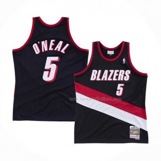 Maillot Portland Trail Blazers Jermaine O'neal NO 5 Hardwood Classics Throwback Noir