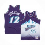 Maillot Utah Jazz John Stockton NO 12 Hardwood Classics Throwback 1996-97 Volet