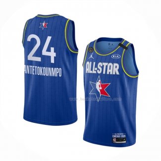 Maillot All Star 2020 Milwaukee Bucks Giannis Antetokounmpo NO 24 Bleu