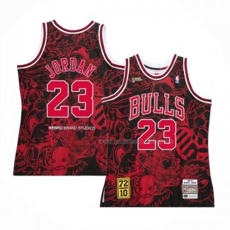 Maillot Chicago Bulls Michael Jordan NO 23 Mitchell & Ness Hebru Brantley Noir