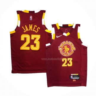 Maillot Cleveland Cavaliers LeBron James NO 23 Ville Rouge