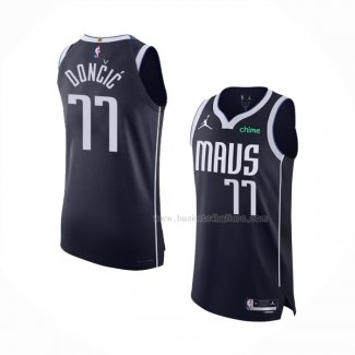 Maillot Dallas Mavericks Luka Doncic NO 77 Statement Authentique 2022-23 Bleu