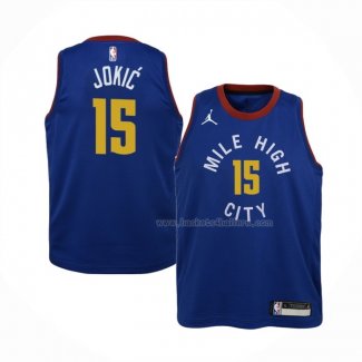 Maillot Enfant Denver Nuggets Nikola Jokic NO 15 Statement Bleu