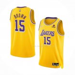 Maillot Los Angeles Lakers Jabari Brown NO 15 75th Anniversary 2021-22 Jaune