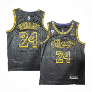 Maillot Los Angeles Lakers Kobe Bryant NO 24 Crenshaw Black Mamba Noir