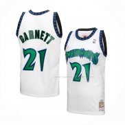 Maillot Minnesota Timberwolves Kevin Garnett NO 21 Mitchell & Ness 1997-98 Blanc