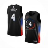 Maillot New York Knicks Derrick Rose NO 4 Ville 2020-21 Noir