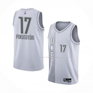 Maillot Oklahoma City Thunder Aleksej Pokusevski NO 17 Ville 2021-22 Blanc