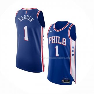 Maillot Philadelphia 76ers James Harden NO 1 Icon 2021-2022 Authentique Bleu