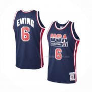 Maillot USA 1992 Patrick Ewing NO 6 Bleu