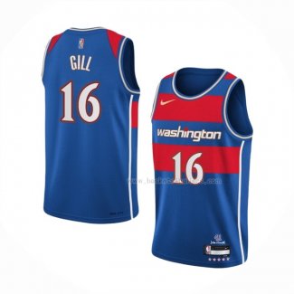 Maillot Washington Wizards Anthony Gill NO 16 Ville 2021-22 Bleu