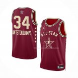 Maillot All Star 2024 Milwaukee Bucks Giannis Antetokounmpo NO 34 Rouge