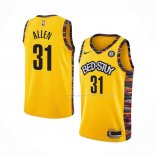 Maillot Brooklyn Nets Jarrett Allen NO 31 Ville 2020-21 Jaune