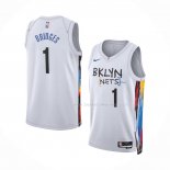 Maillot Brooklyn Nets Mikal Bridges NO 1 Ville 2022-23 Blanc