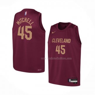 Maillot Enfant Cleveland Cavaliers Donovan Mitchell NO 45 Icon 2022-23 Rouge