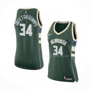 Maillot Femme Milwaukee Bucks Giannis Antetokounmpo NO 34 Icon Vert